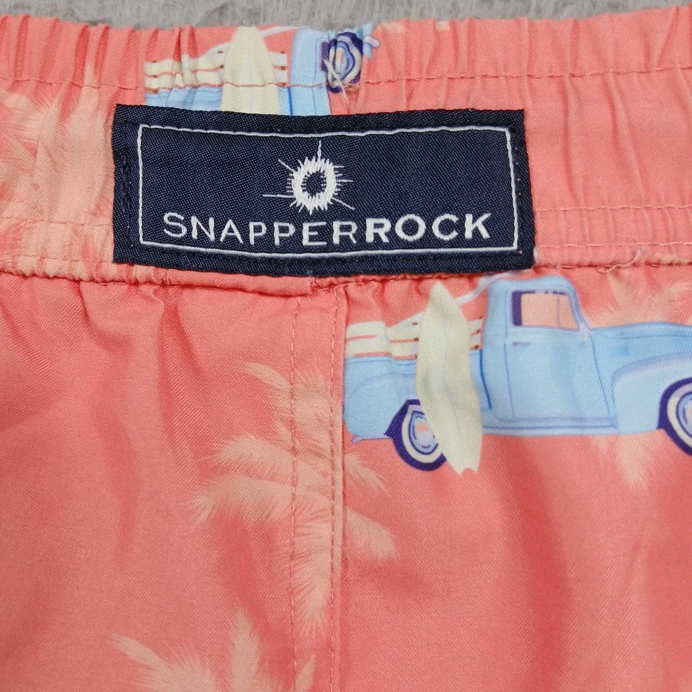 Snapper Rock Swim Trunks Youth 10–12 Orange Surf‎ Truck Palm Print
